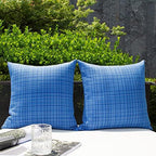 Kevin Textile Outdoor Waterproof 26x26 Inch Pillow Covers 2 Pack, Blue - Image 6