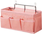 Bed Hanging Storage Bag，Bed Side Storage Pocket，Bunk Bed Hanging Storage Caddy with Hooks and Pockets for Bunk Beds Rails Book Phone Glasses Storage(Pink(Wall-Mounted Model)) by Unknown